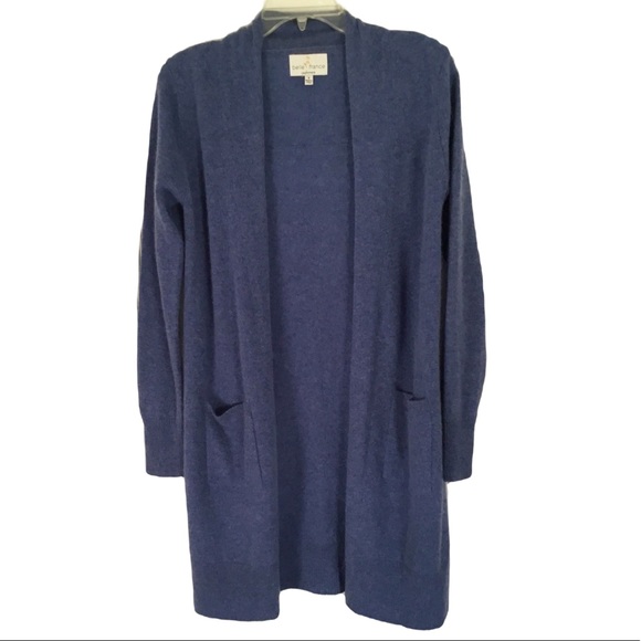 Belle France Cashmere 2 Pocket heather Blue Cardigan. Sz S